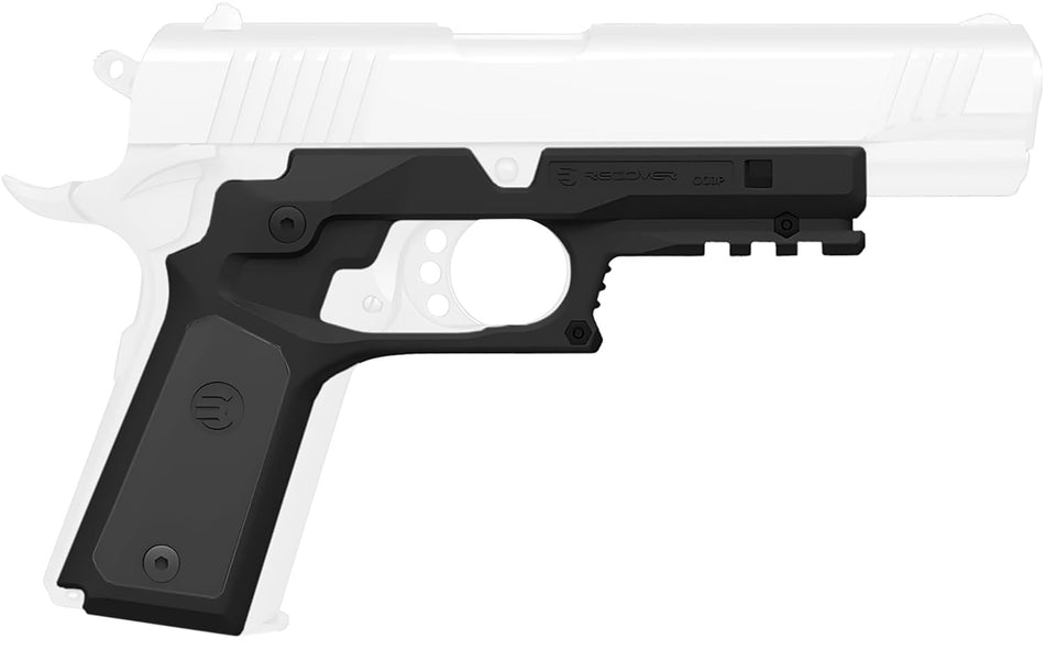 Recover Tactical Black Polymer Grip & Rail Frame for Standard 1911 w/ Black and Gray Panels (CC3P0104)