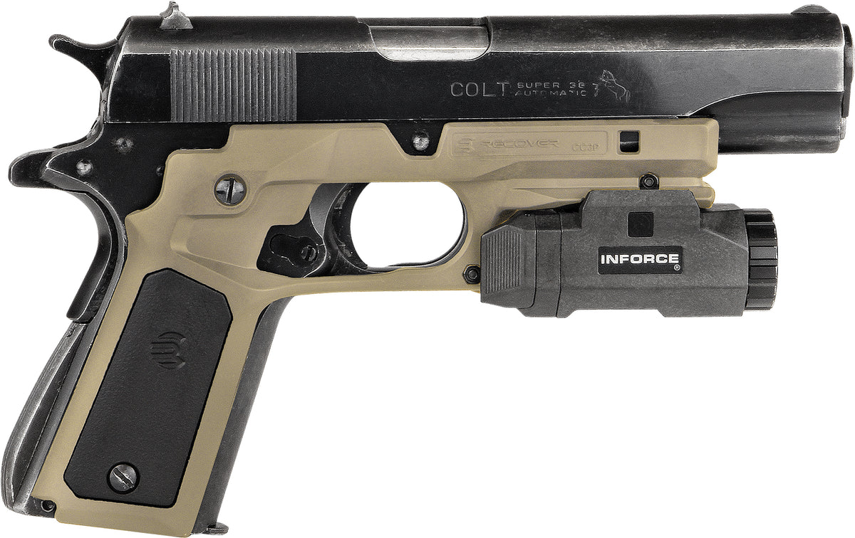 Recover Tactical Tan Polymer Grip & Rail Frame for Standard 1911 w/ Black and Tan Panels (CC3P0201)
