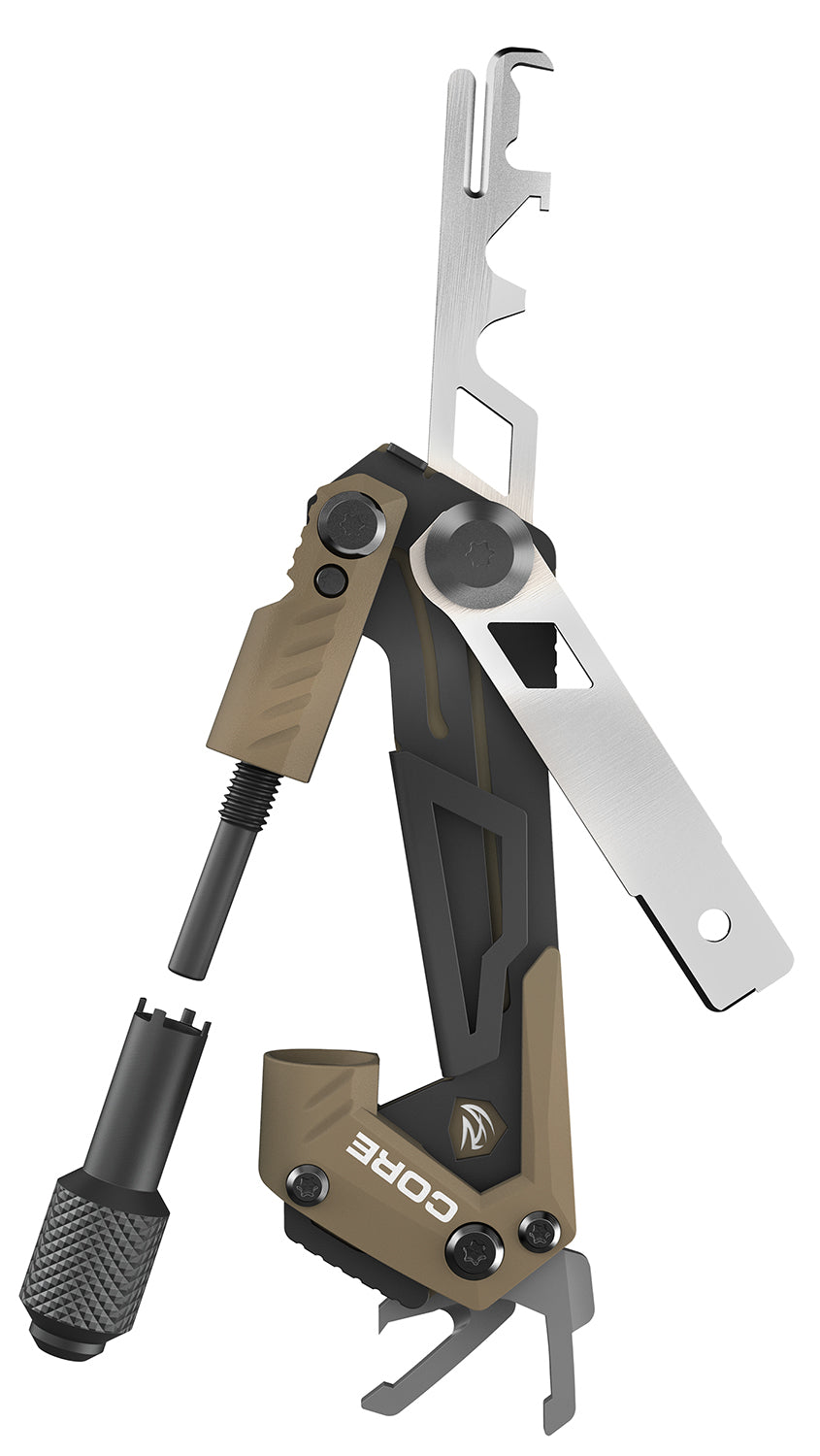 Real Avid AVGTCORAR Core AR15 Gun Tool with BCG Scraper and Takedown Punch, Olive/Black