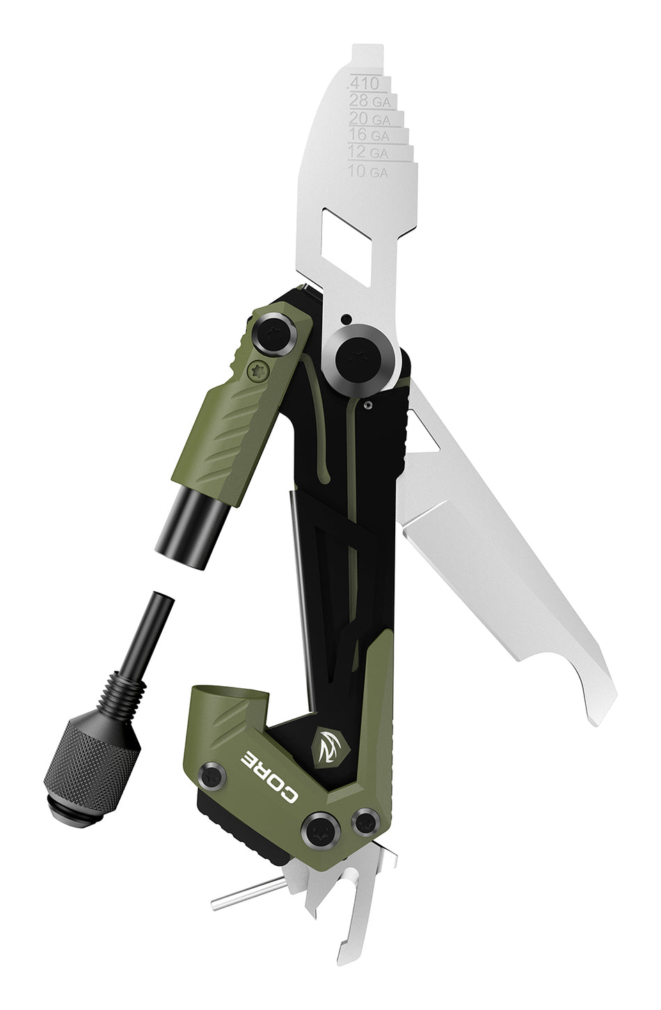 Real Avid AVGTCORSG Core Shotgun Gun Tool Olive/Black Stainless Steel with Carabiner Attachment