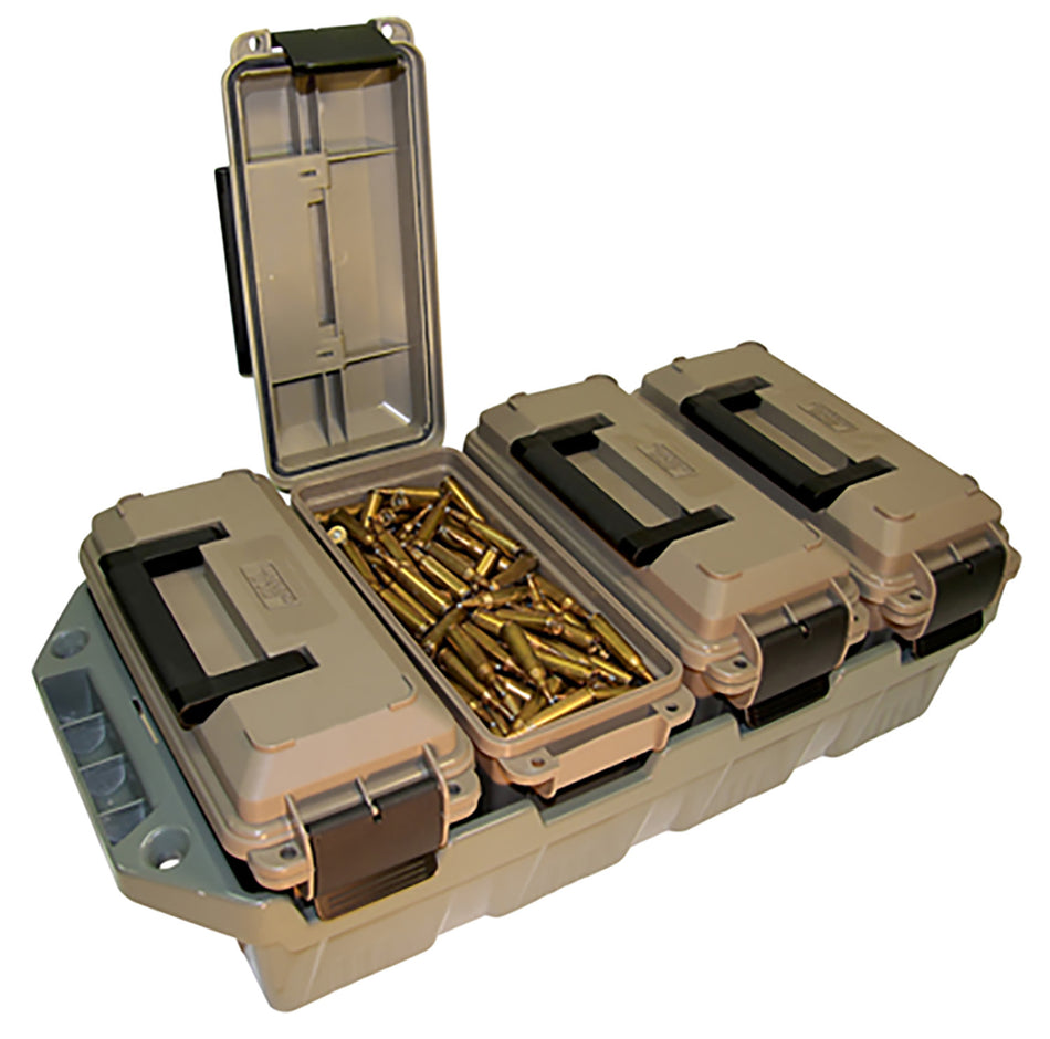 MTM Case-Gard AC4C Tactical 4-Can 30 Caliber Ammo Crate Dark Earth/Army Green Polypropylene