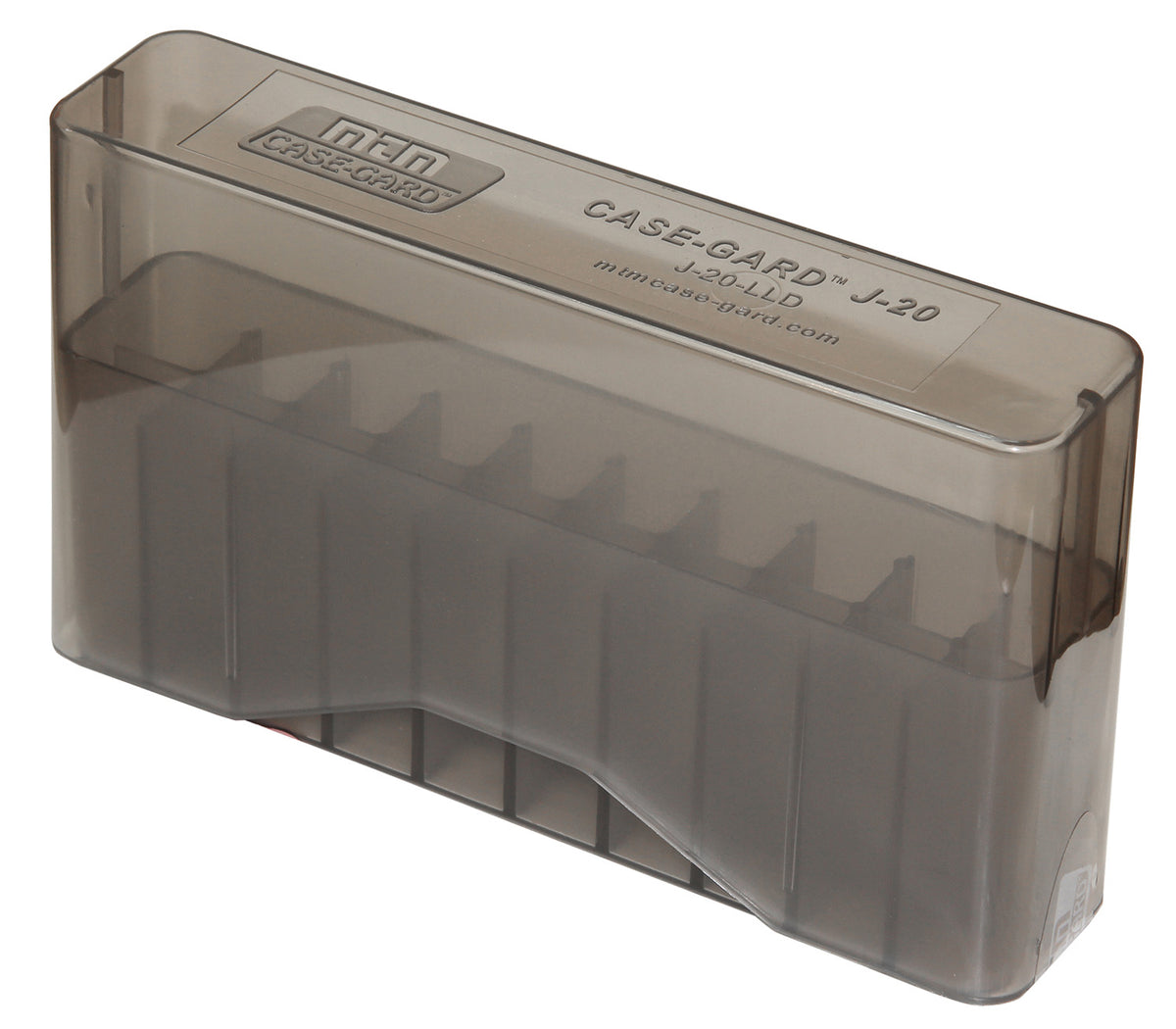 MTM Case-Gard J20LLD41 20-Round Slip-Top Rifle Ammo Box 338 Win Mag/7mm Clear Smoke