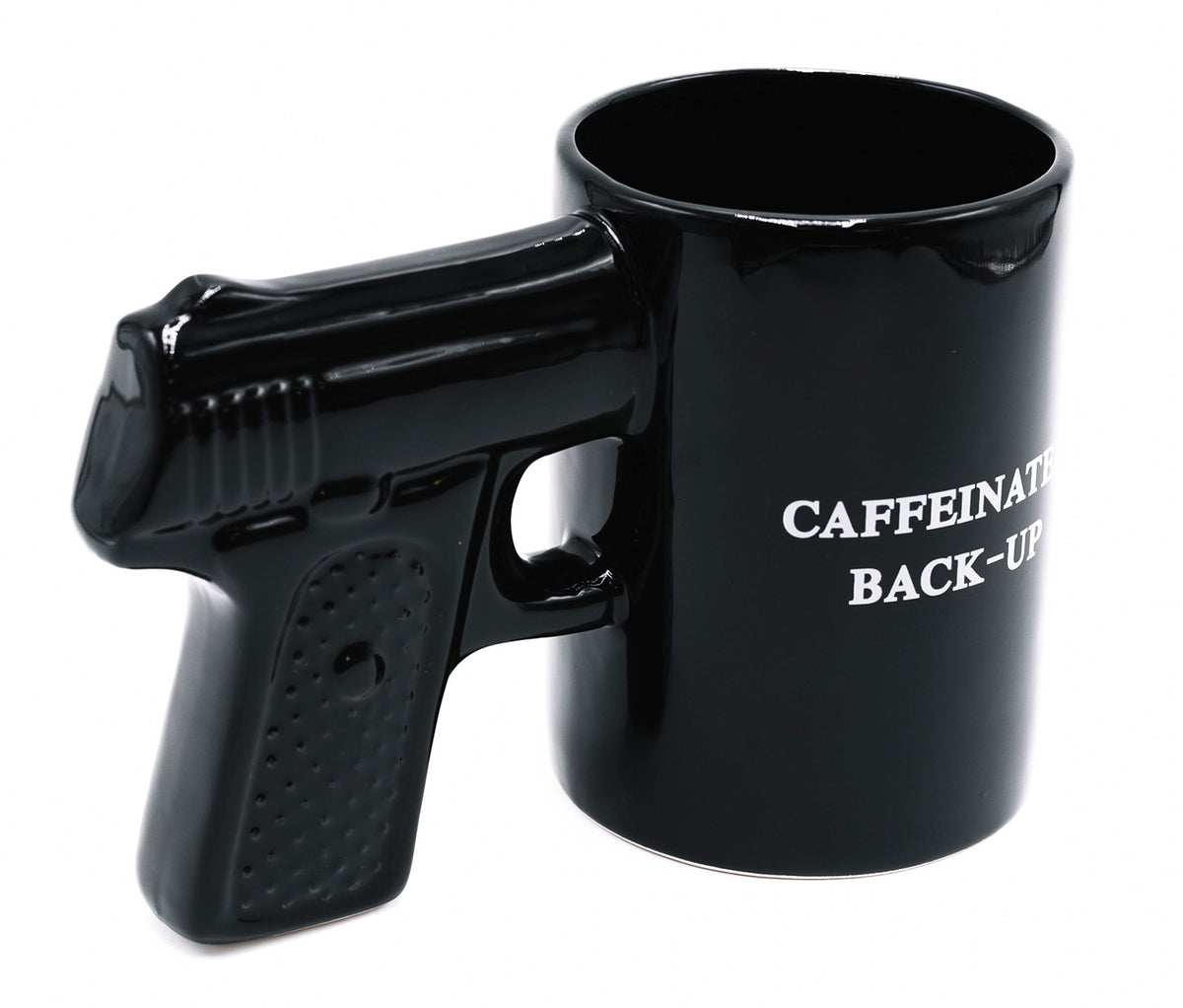 Caliber Gourmet CBGM1049 Novelty Pistol-Shaped Black Ceramic Mug