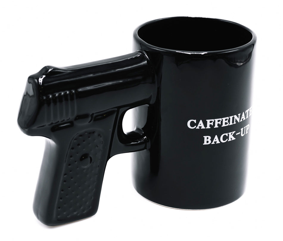 Caliber Gourmet CBGM1049 Novelty Pistol-Shaped Black Ceramic Mug