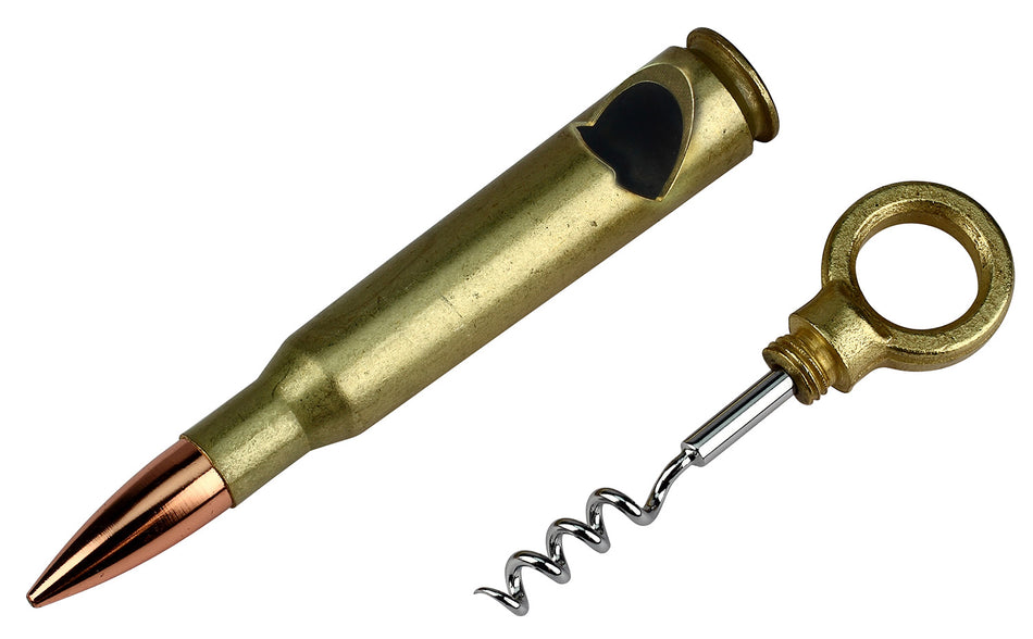 Caliber Gourmet CBG1003 Brass/Copper 50 Cal Shell Novelty Corkscrew