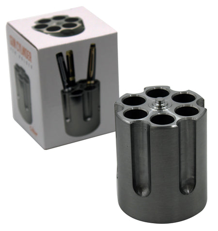 Caliber Gourmet CBG1007BK Black Aluminum Revolver Cylinder Pen Holder Desk Accessory