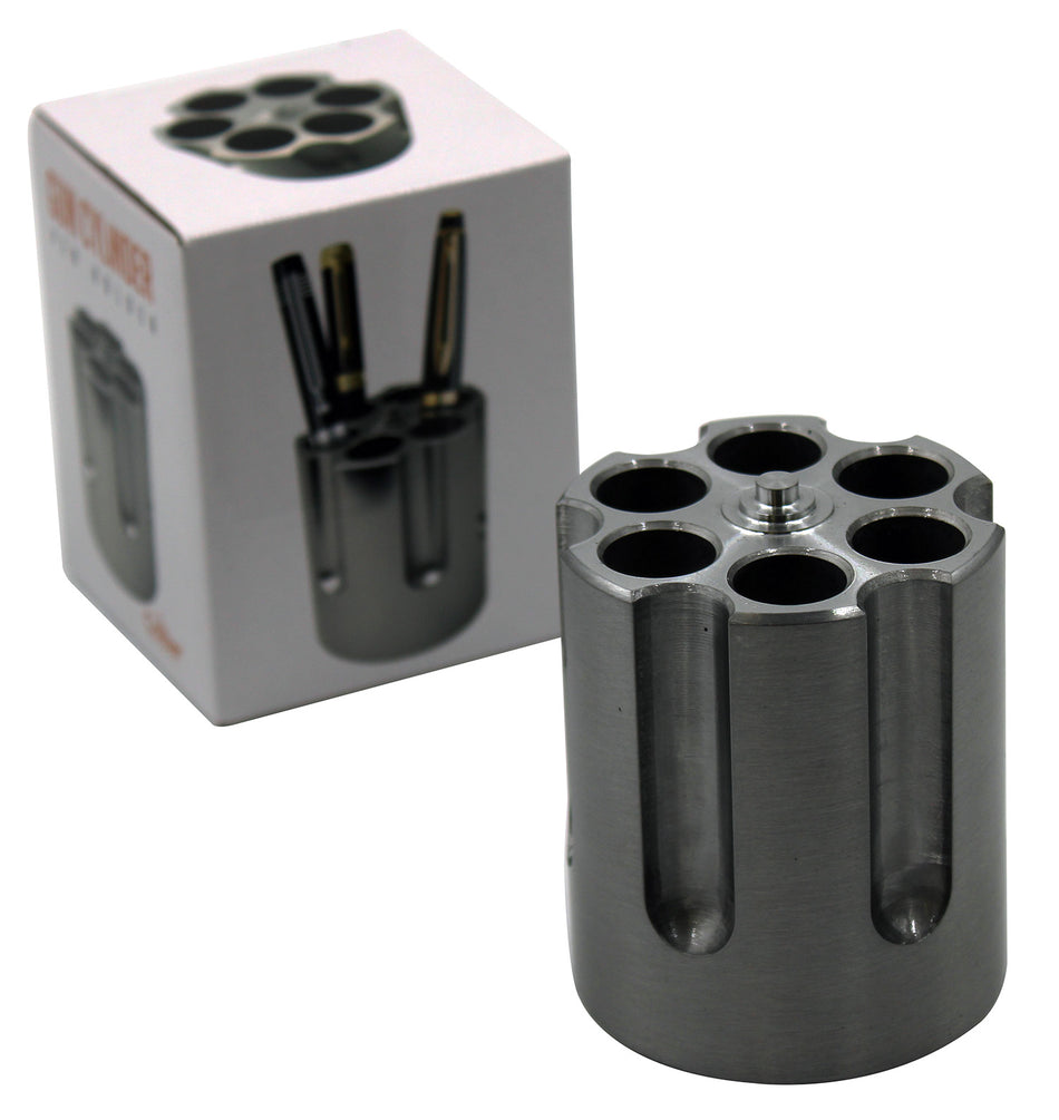 Caliber Gourmet CBG1007BK Black Aluminum Revolver Cylinder Pen Holder Desk Accessory