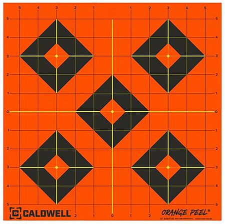 Caldwell Orange Peel Self-Adhesive Reactive 12" Diamond Paper Target Black/Orange 25 Count