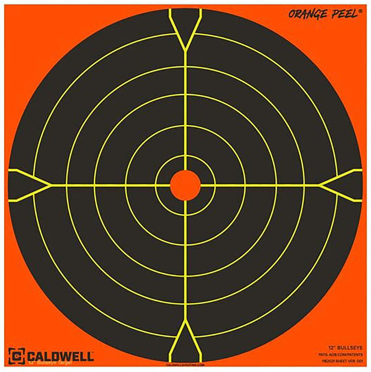 Caldwell Orange Peel Self-Adhesive Reactive Paper Bullseye Target 5.5" Black/Orange 10 Count