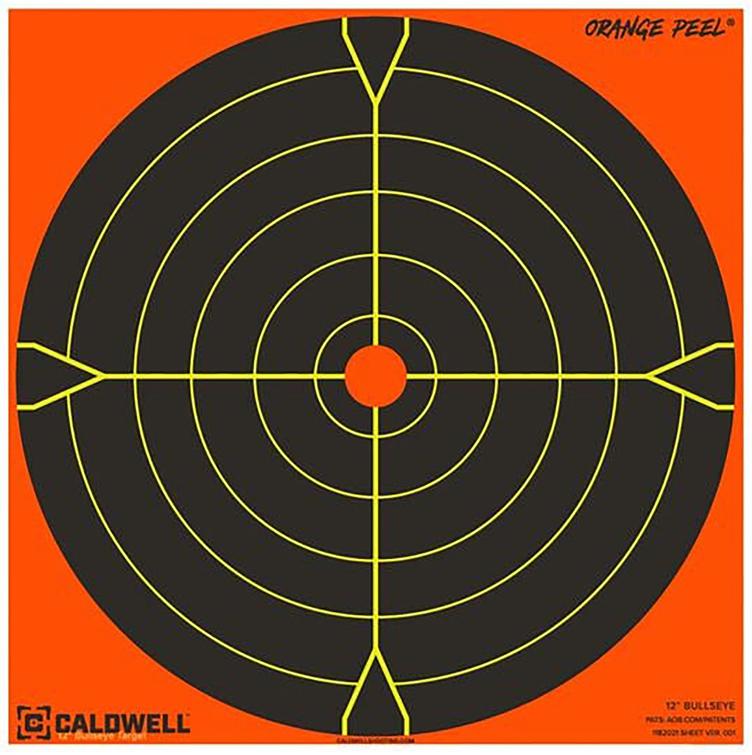 Caldwell Orange Peel Self-Adhesive Reactive Paper Bullseye Target 5.5" Black/Orange 10 Count
