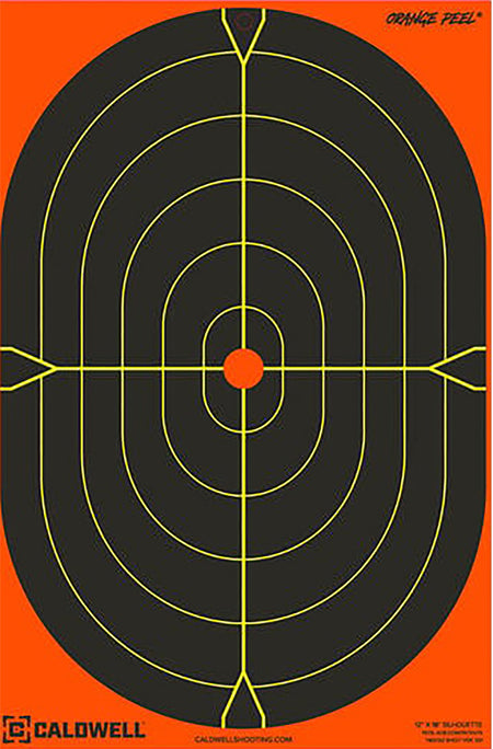 Caldwell Orange Peel Self-Adhesive Paper Oval Silhouette Shooting Targets Black/Orange 5 Pack