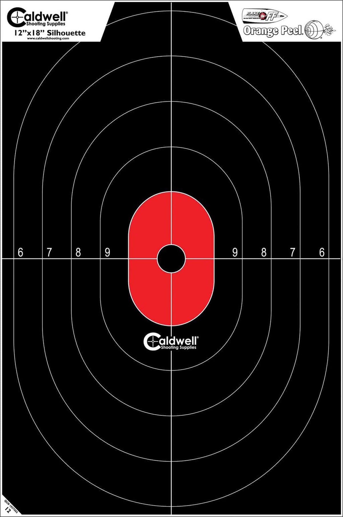 Caldwell Center Mass Silhouette Paper Target Flake-Off Technology Black/Red 8 Count