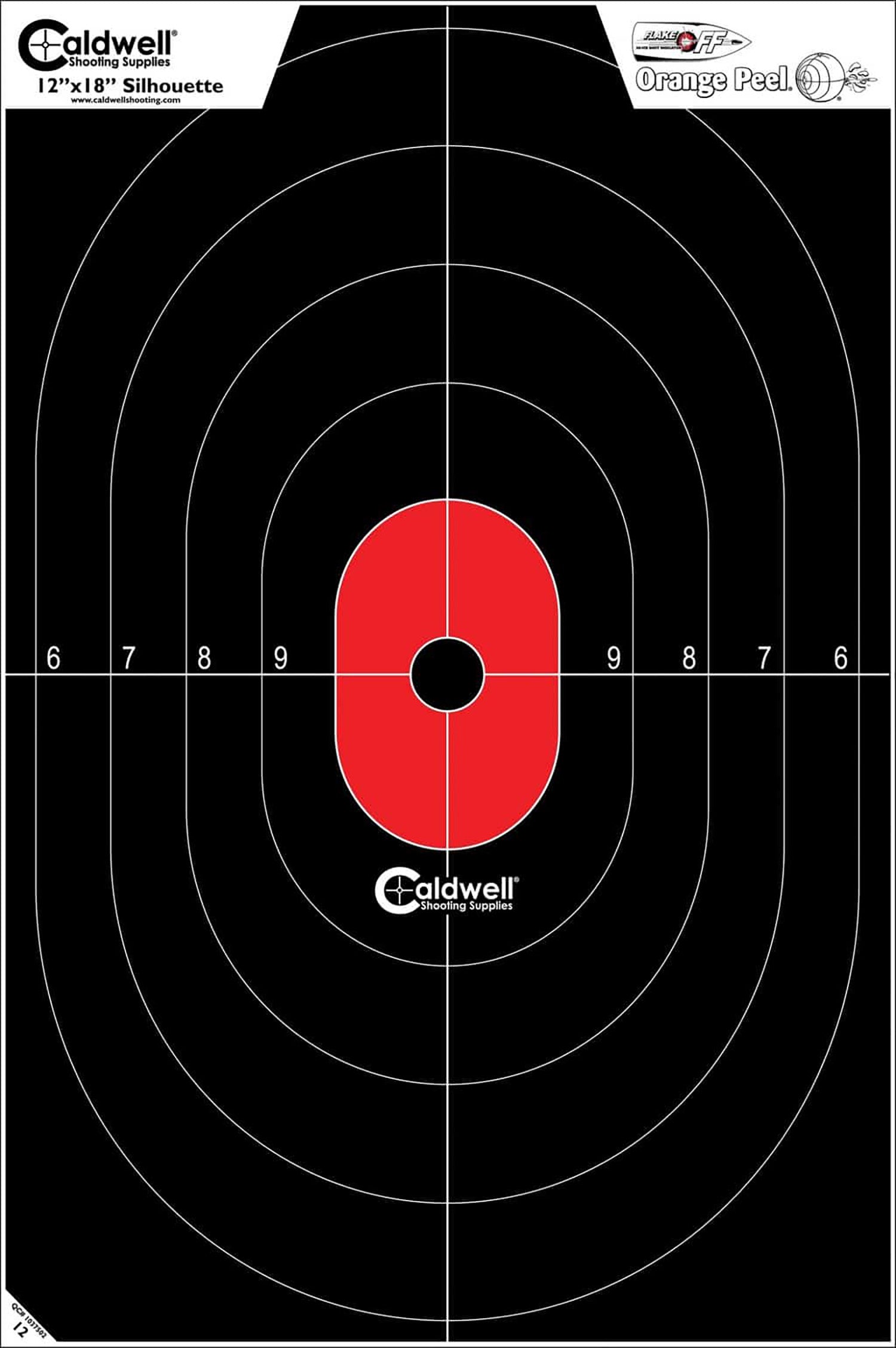 Caldwell Center Mass Silhouette Paper Target Flake-Off Technology Black/Red 8 Count