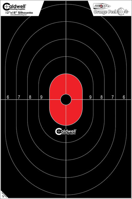 Caldwell Center Mass Silhouette Paper Target Flake-Off Technology Black/Red 8 Count