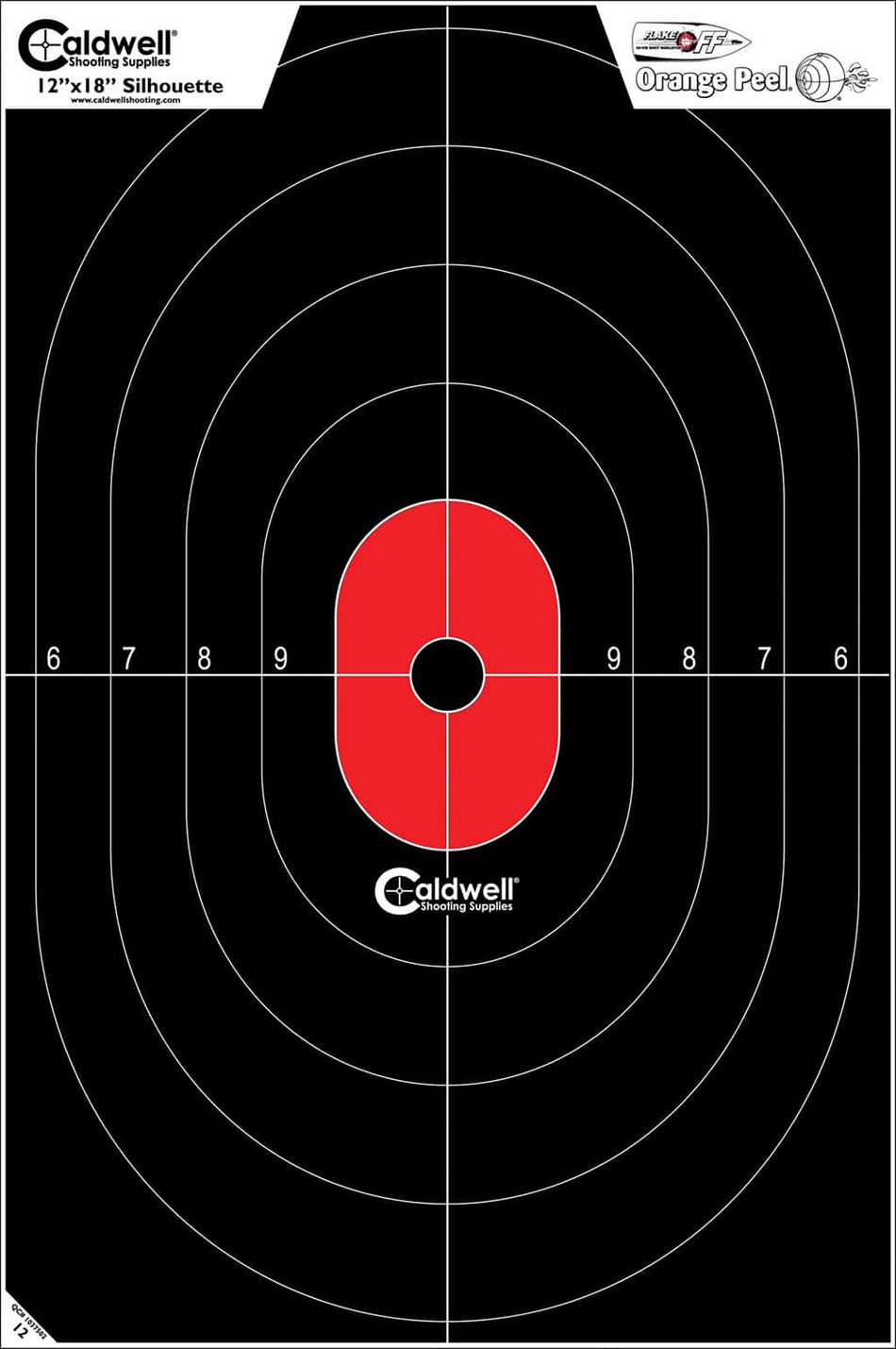 Caldwell Center Mass Silhouette Paper Target Flake-Off Technology Black/Red 8 Count