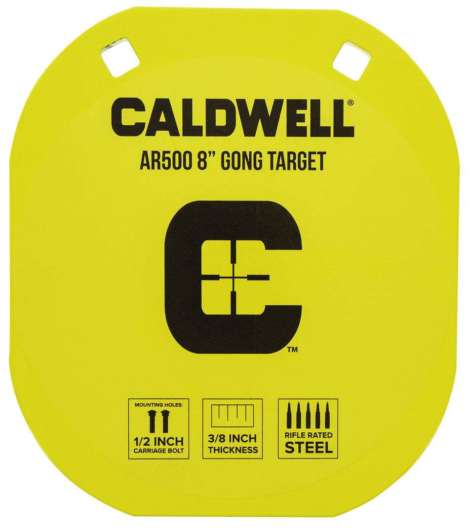 Caldwell AR500 Steel 8 Inch Hanging Gong Target Yellow 3/8-Inch Thick