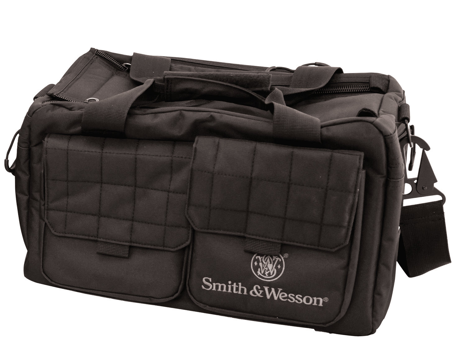 M&P Accessories 110013 Recruit Black Nylon Range Bag with Large Exterior Pockets & Rubber Foot Skids