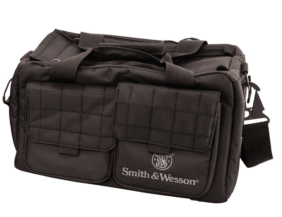 M&P Accessories 110013 Recruit Black Nylon Range Bag with Large Exterior Pockets & Rubber Foot Skids