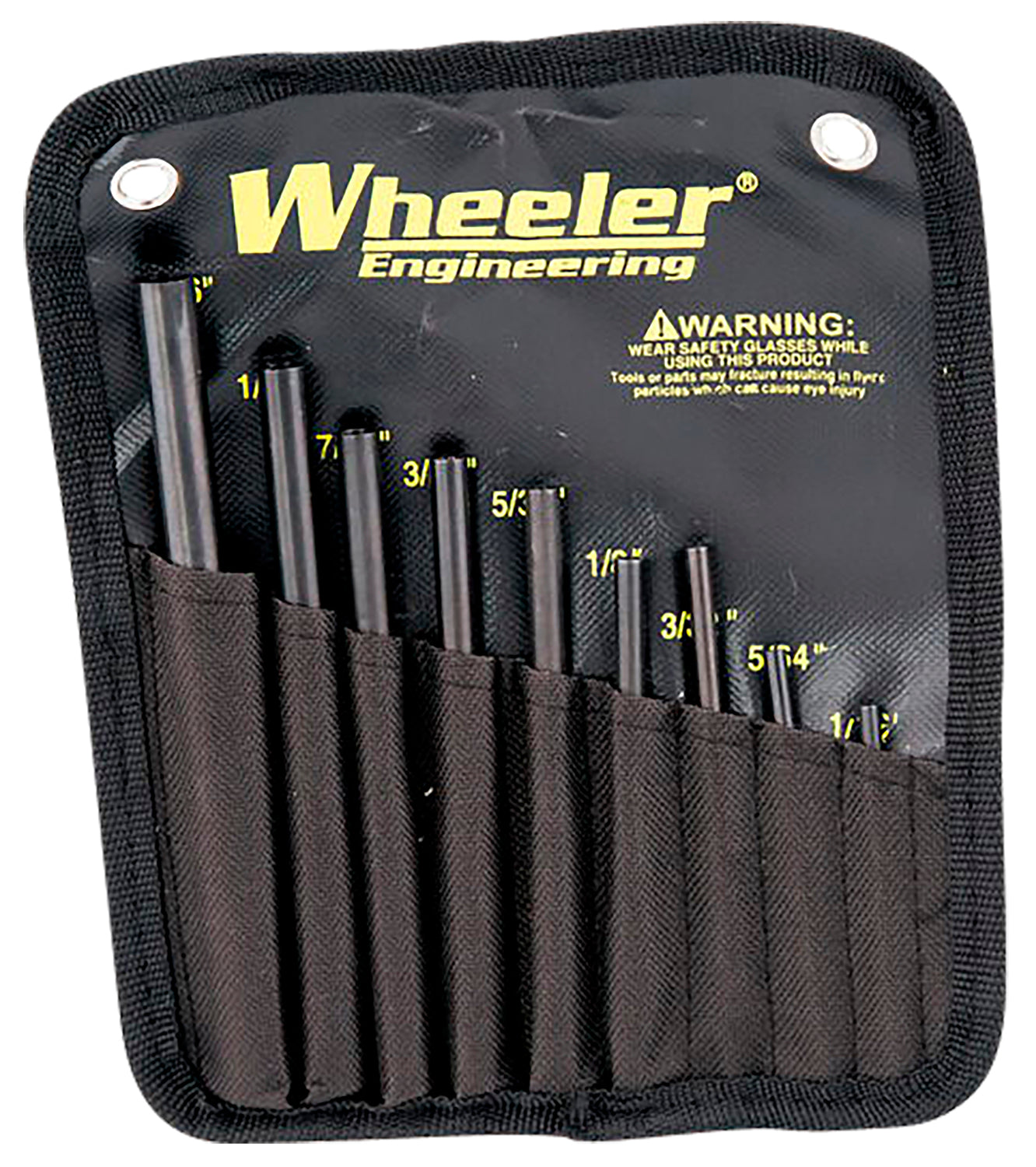 Wheeler Roll Pin Punch Starter Set, 9 Pieces, Hardened Steel, Knurled Grip