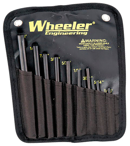 Wheeler Roll Pin Punch Starter Set, 9 Pieces, Hardened Steel, Knurled Grip