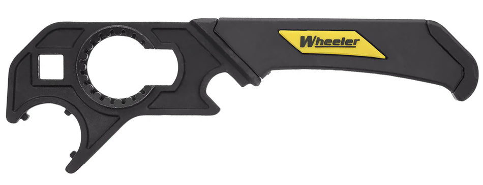 Wheeler Professional AR-15 Armorer's Wrench, 6-in-1 Tool, Black and Yellow Steel