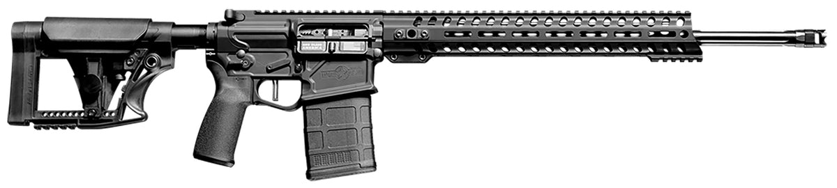 Patriot Ordnance Factory 01734 Rogue Prescott 6.5 Creedmoor 20" DI 20+1 Black Anodized Rec 14.50" Renegade M-LOK Stainless Steel Fluted Barrel Black Adjustable Stock Black Polymer MFT Grip Right Hand