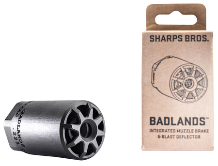 Sharps Bros BAD01 Badlands Muzzle Brake & Blast Deflector 1/2"-28 tpi Stainless Steel Nitride