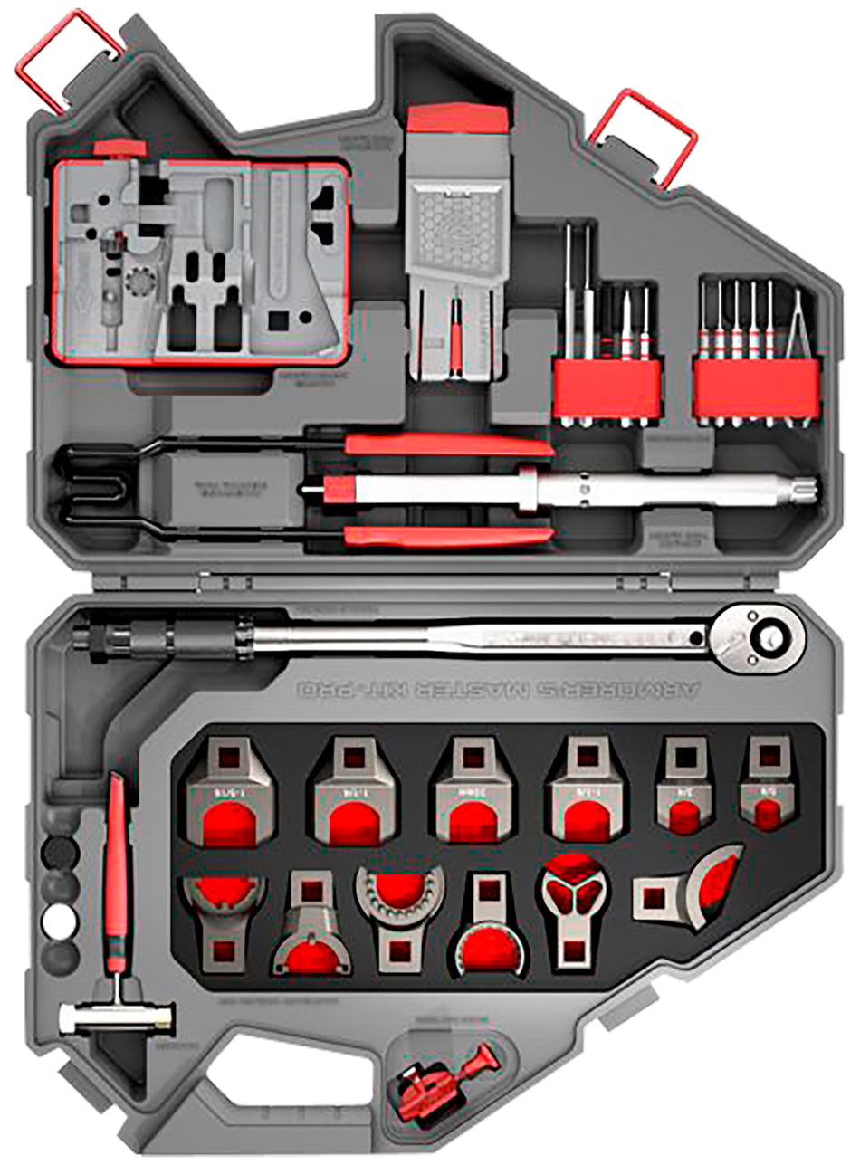 Real Avid AVAMKPRO AR-15 Armorer's Master Kit Pro with Torque Wrench and Vise Blocks, Gray/Red