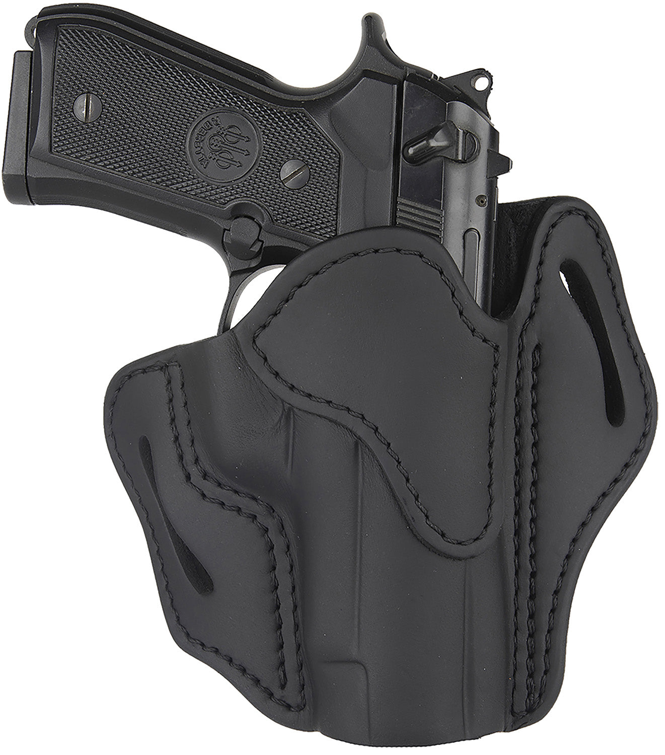 1791 Gunleather BH2.3 OWB Optic Ready Belt Slide Holster, Stealth Black Leather, Size 2.3, Right Hand - Glock 17/M&P Shield Compatible
