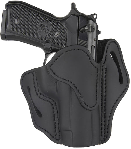 1791 Gunleather BH2.3 OWB Optic Ready Belt Slide Holster, Stealth Black Leather, Size 2.3, Right Hand - Glock 17/M&P Shield Compatible