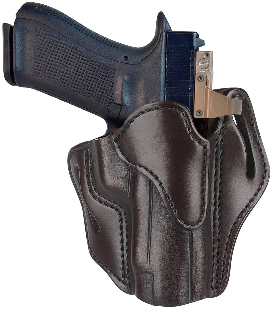 1791 Gunleather BH2.3 OWB Optic Ready Belt Slide Holster, Signature Brown Leather, Size 2.3, Right Hand - Glock 17/M&P Shield Compatible