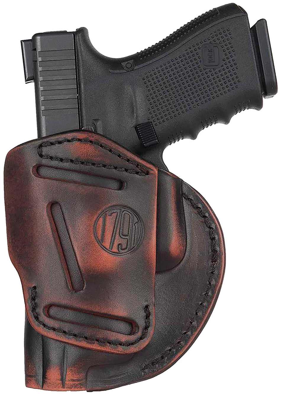 1791 Gunleather 4WH5 4-Way Concealment Vintage Leather Belt Clip Holster, Size 05, Right Hand - Glock 17/Springfield XD/HK VP9 Compatible