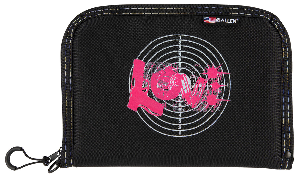 Girls With Guns 9075 Love Pistol Case Black/Pink Polyester Fits Full-Size Handgun Up To 10 Inches