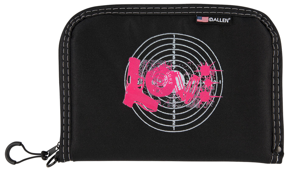 Girls With Guns 9075 Love Pistol Case Black/Pink Polyester Fits Full-Size Handgun Up To 10 Inches