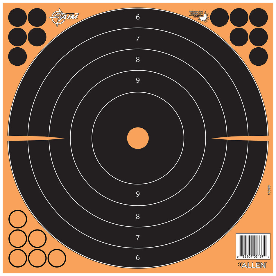 EZ-Aim 1531725 Splash Reactive Adhesive Bullseye Paper Target, 12"x12", 25 Pk