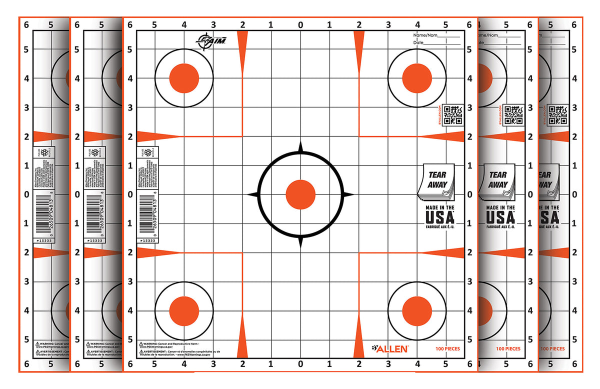 EZ-Aim 15333100 Orange/White Sight-In Grid Shooting Target, 12" x 12", 100 Per Pack