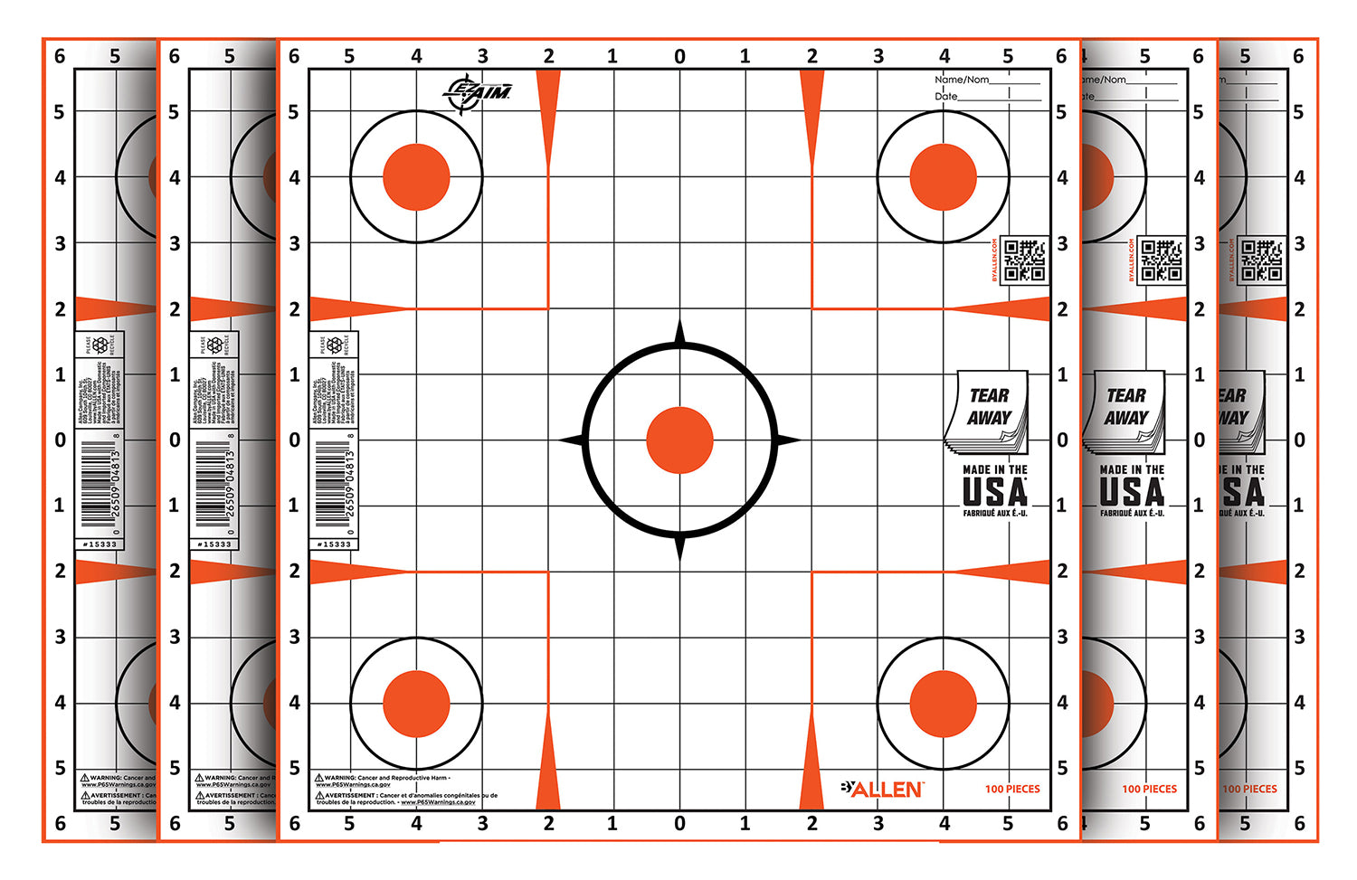 EZ-Aim 15333100 Orange/White Sight-In Grid Shooting Target, 12" x 12", 100 Per Pack