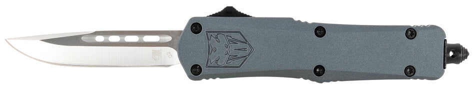CobraTec SGYFS3DNS FS-3 Small 2.75" OTF Plain D2 Blade Gray Aluminum Handle Includes Pocket Clip
