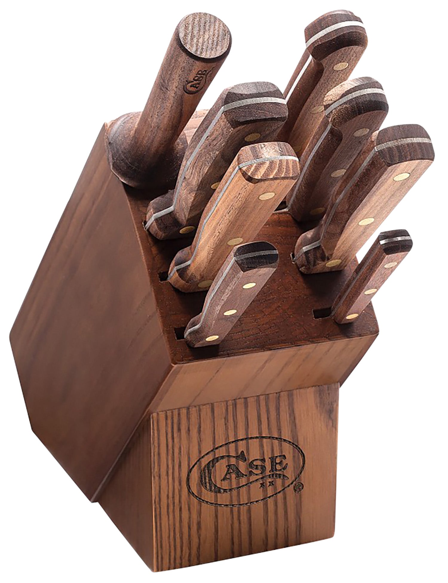 Case 10249 9-Piece Kitchen Cutlery Block Set Satin Tru-Sharp Stainless Steel Blades with Solid Walnut Handles
