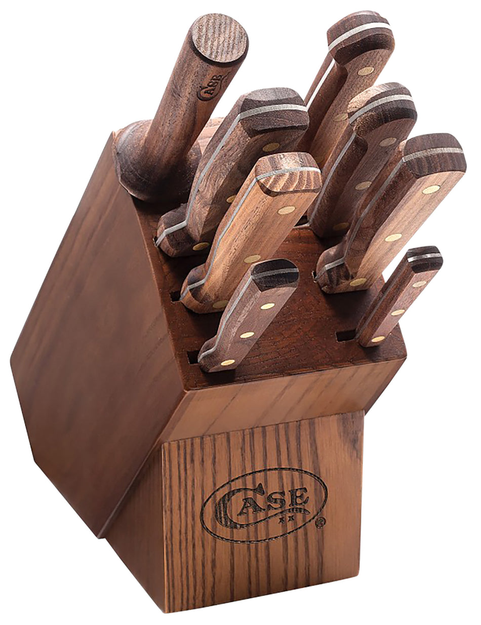 Case 10249 9-Piece Kitchen Cutlery Block Set Satin Tru-Sharp Stainless Steel Blades with Solid Walnut Handles