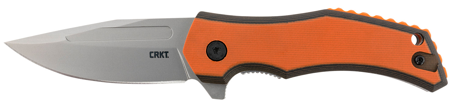 CRKT Fawkes 2372 Assisted Opening Folding Knife 2.74" Bead Blasted Stainless Clip Point Blade Black Orange G10 Handle