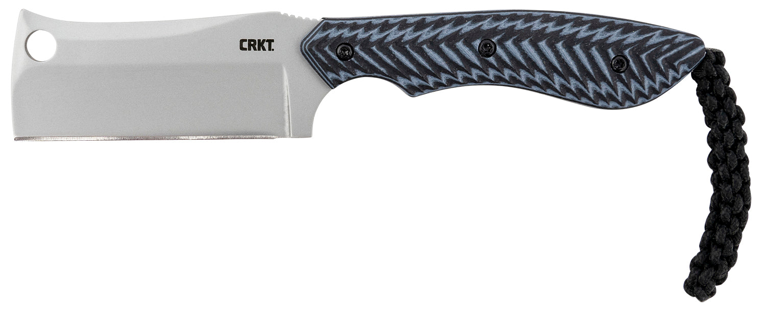 CRKT S.P.E.C. Small Pocket Everyday Cleaver 2.44" Fixed Blade Bead Blasted Stainless Steel with Black G10 Handle and Lanyard