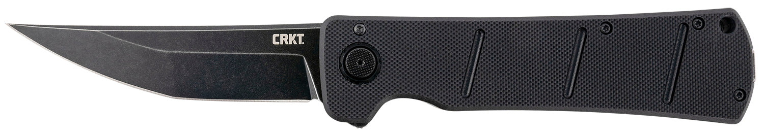 CRKT Inazuma No Ken Folding Knife 3.68" Stonewashed D2 Steel Blade Black G10 Handle IKBS Deadbolt Lock with Pocket Clip