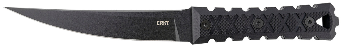 CRKT HZ6 Fixed Blade Knife 6.50" Matte Black Baked-On Anti-Rust SK-5 Carbon Steel Blade Carved G10 Handle Includes Sheath