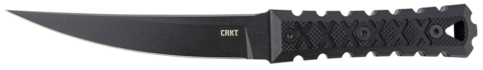 CRKT HZ6 Fixed Blade Knife 6.50" Matte Black Baked-On Anti-Rust SK-5 Carbon Steel Blade Carved G10 Handle Includes Sheath
