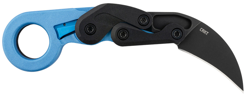 CRKT Provoke Morphing Karambit 2.47" Folding Hawkbill Plain Stonewashed 4116 SS Blade Blue Metallic Grivory Handle