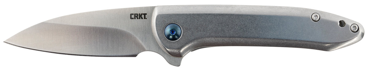 CRKT Delineation Folding Knife 2.94" Plain Satin 8Cr13MoV Steel Wharncliffe Blade Stainless Steel Handle Pocket Clip