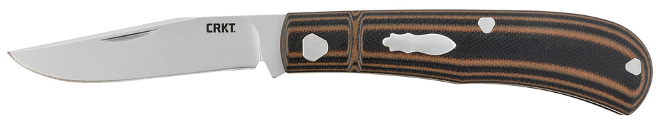 CRKT Venandi Classic Slip Joint Folding Knife 3.14" Bead Blasted 8Cr13MoV Steel Clip Point Blade Black Brown G10 Handle