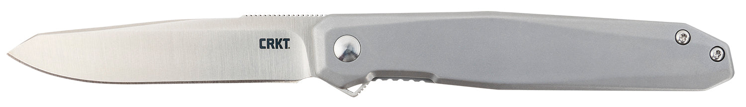 CRKT Facet Gentleman's Folding Knife 3.37" Plain Satin D2 Steel Sheepsfoot Blade Stainless Steel Handle Pocket Clip