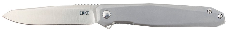 CRKT Facet Gentleman's Folding Knife 3.37" Plain Satin D2 Steel Sheepsfoot Blade Stainless Steel Handle Pocket Clip